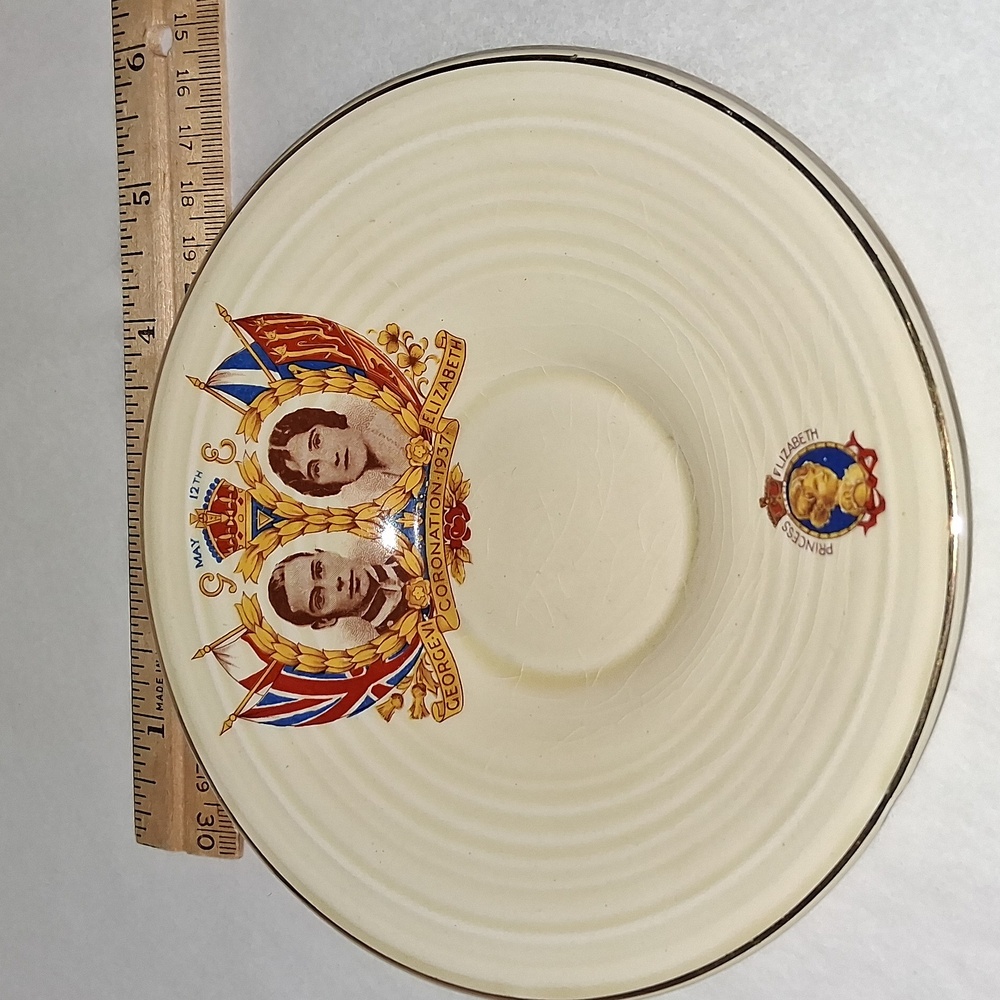 King George VI Coronation Plate Saucer 1937 with a young Princess Elizabeth